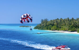 Speedboat transfers in a beautiful Maldives island.